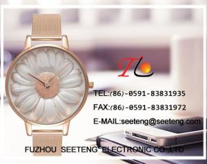 China flower design dial and colorful band for ladies watch with alloy band wholesale