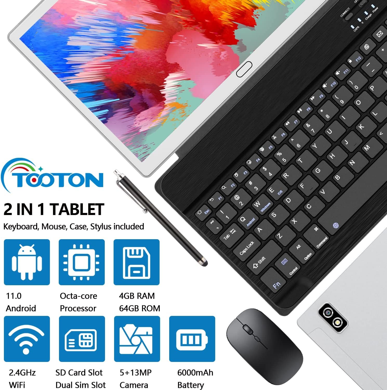 10 Inch Octa Core Chromebook Tablet PC Windows 2 In 1 With 4+64/128GB
