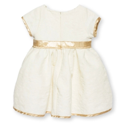 Fashion short sleeve golden frock designs party dress for 1 year old baby girl