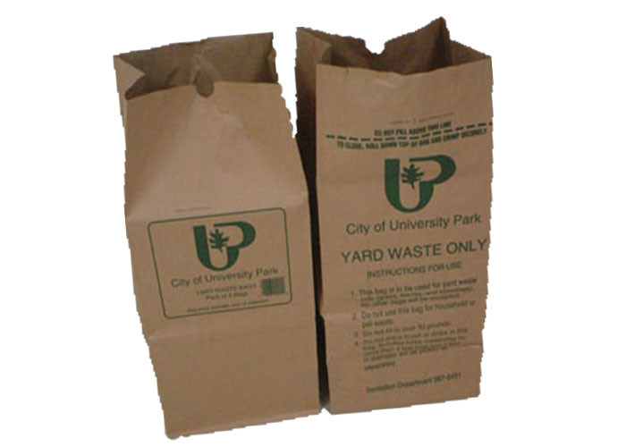 Double Thickened Sewn Open Mouth Multiwall Paper Bags Yard Trash Leaf Packing