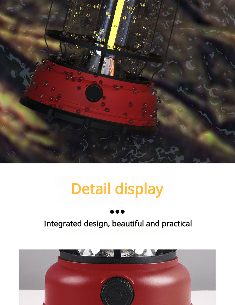 Outdoor retro American camping light 3 gears adjustable USB rechargeable portable camping tent flashlight