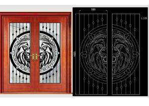 China Decorative Wrought Iron Glass For Door Agon Filled 22*64inch Size Shaped wholesale