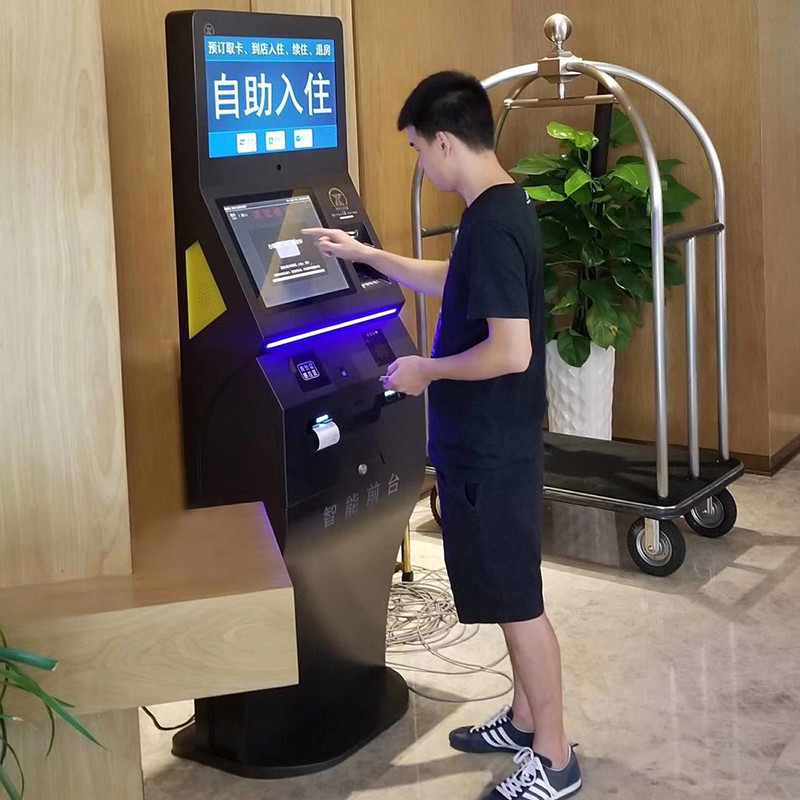 Passport Reader Smart Front Desk 1280 * 1024 Self Check Out Kiosk
