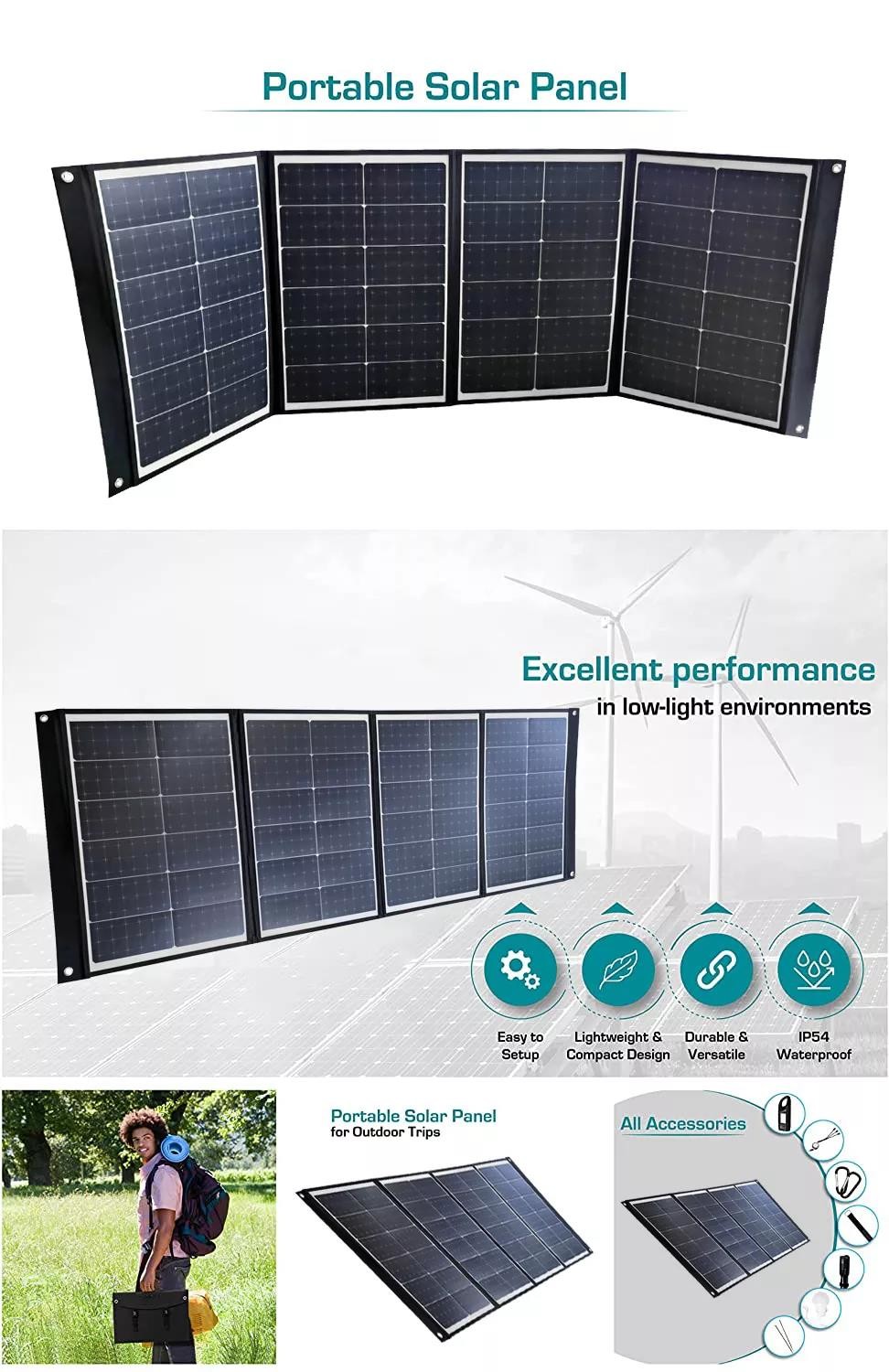 Panel Solar Faltbare Portatil 60W100w120W150W Folding Portable
