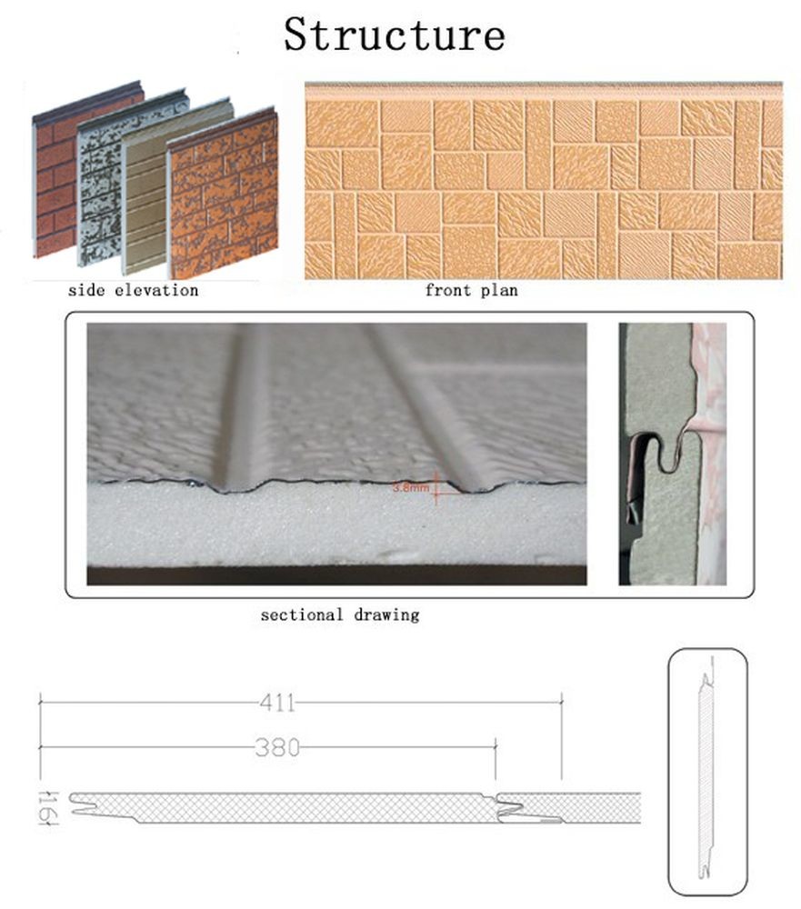 Polyurethane Insulation Decorative Sandwich Panel Cladding For Construction System