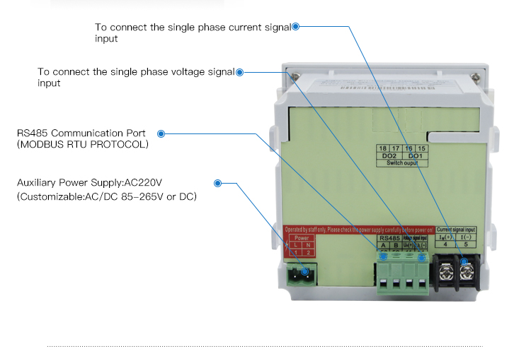 Single Phase LCD display Multimeter with RS485 Communication Port