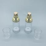Gold Transparent Plastic Cosmetic Airless Pump Bottles Vacuum Packaging 30ML