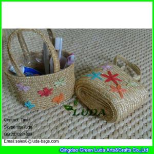 China LDMC-013 fashion kids beach bags handmade embroidery star wheat straw handbags wholesale