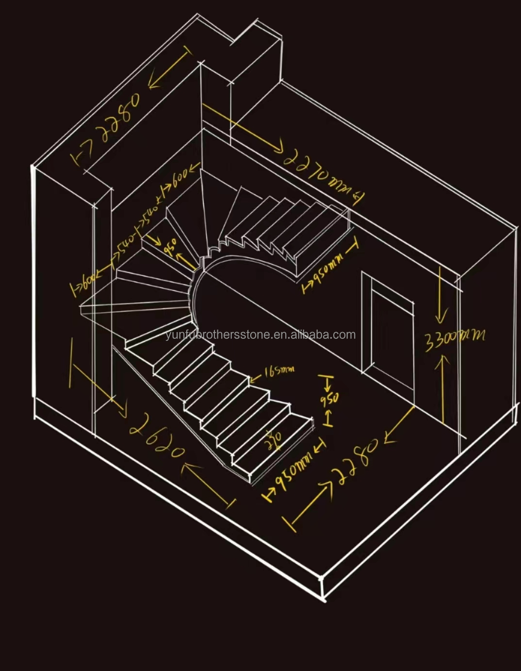 Natural Stone Stairs in Modern European Style with Cut-to-Size Big Slab Polished Tiles