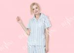 Striped Ladies Short Sleeve Pajama Sets , Lace Trimmed Women'S Sleepwear Sets