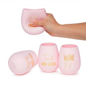 China Beach Food Grade Silicone Stemless Wine Glasses 12oz Recyclable wholesale