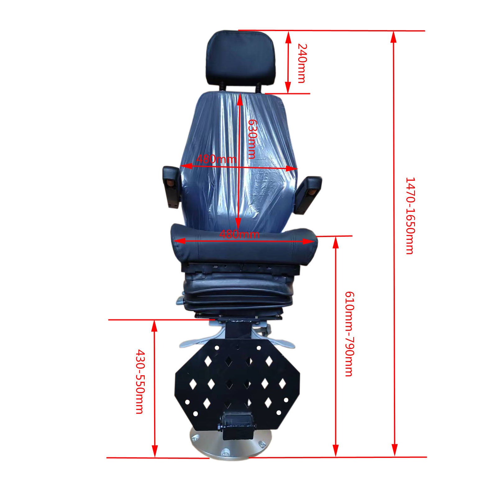 Skipper Operator Seats Mechanical Suspension Pilot Yacht Seats