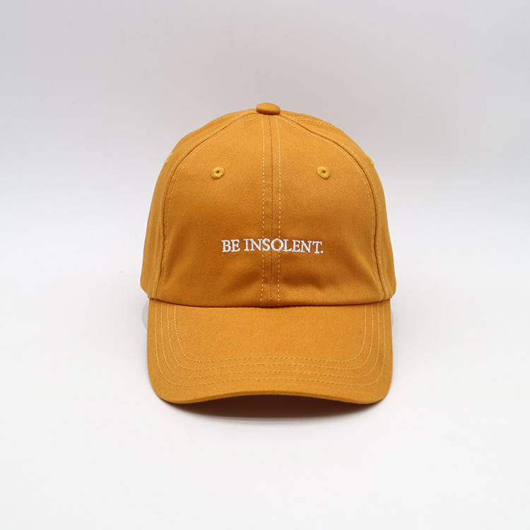 Adult Embroidered Baseball Caps Yellow And White Metal Back Closure