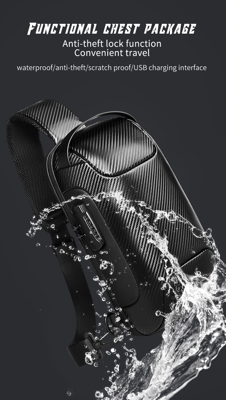 Factory wholesale anti theft waterproof custom men fashion shoulder chest crossbody sling bag for men