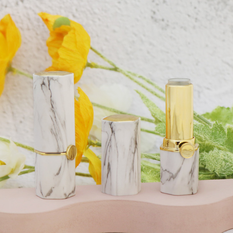 Cylinder Matte Marble Square Empty Lipstick Tubes DIY 4-5g