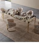 Italian Hotel Restaurant Furniture Rectangular Natural Marble Stainless Steel