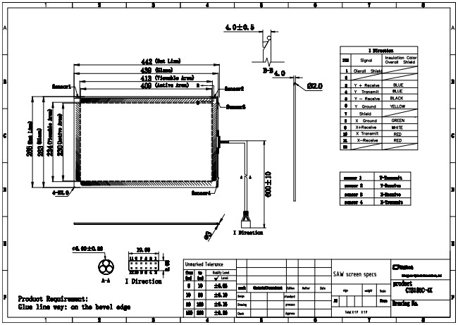 Wide Surface Acoustic Touch Screen 18.5 Inch Overlay Controller Board