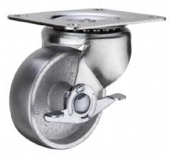 China light duty 2.5&quot; steel caster side brake, 3 inch rigid industry steel casters caster silver wholesale