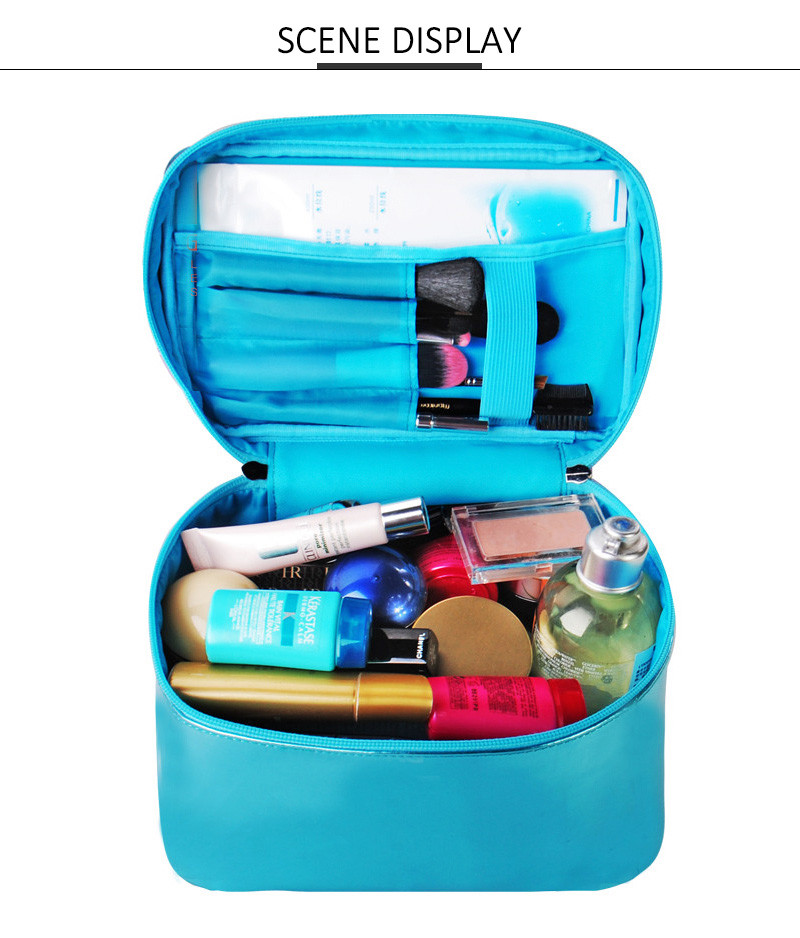 Waterproof Blue Cylinder Bucket Wash PU Leather Bag
