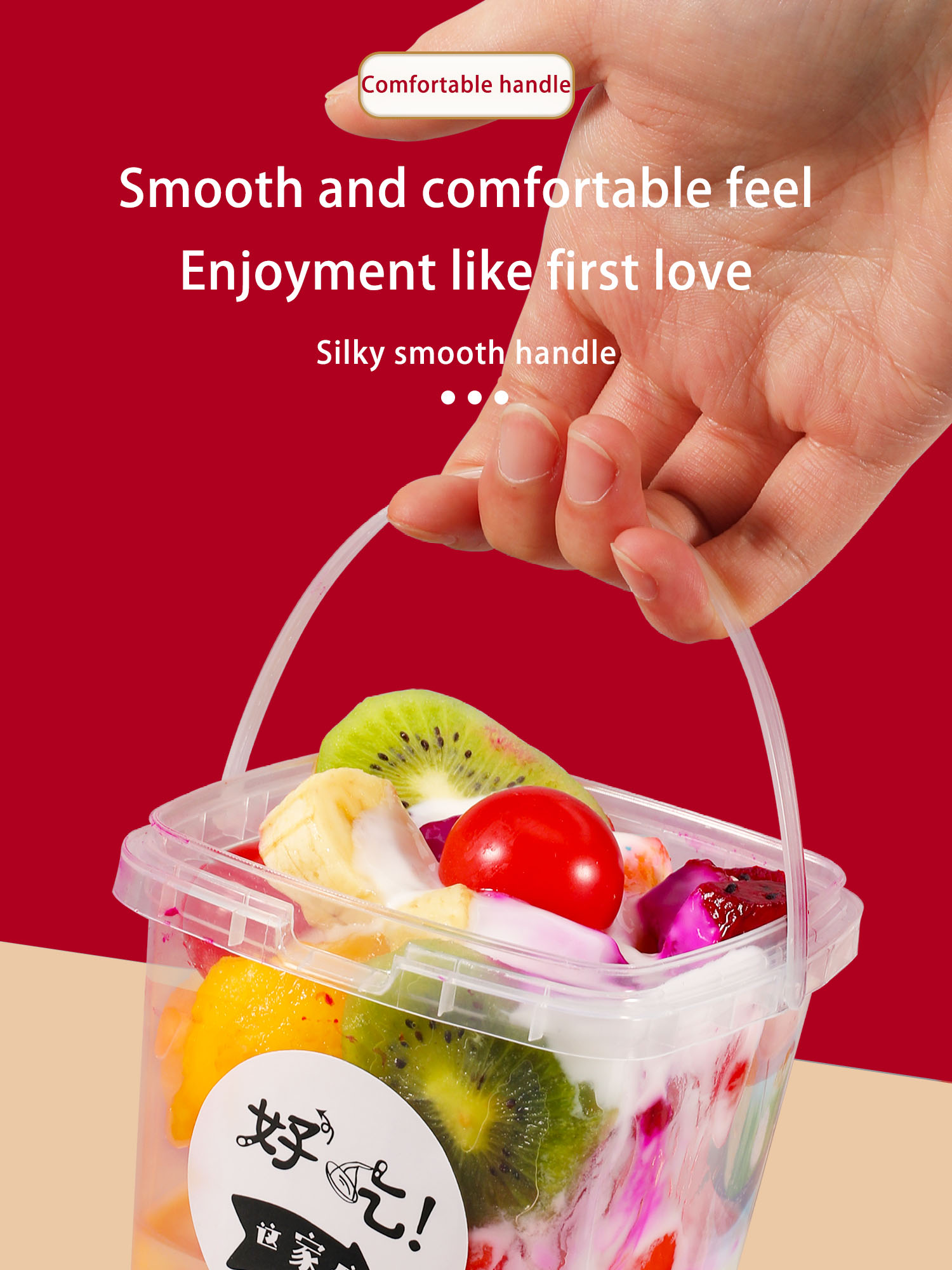 Bucket Clear Plastic Protein Tubs Puffs Food With PP Lid Customized Logo Packaging