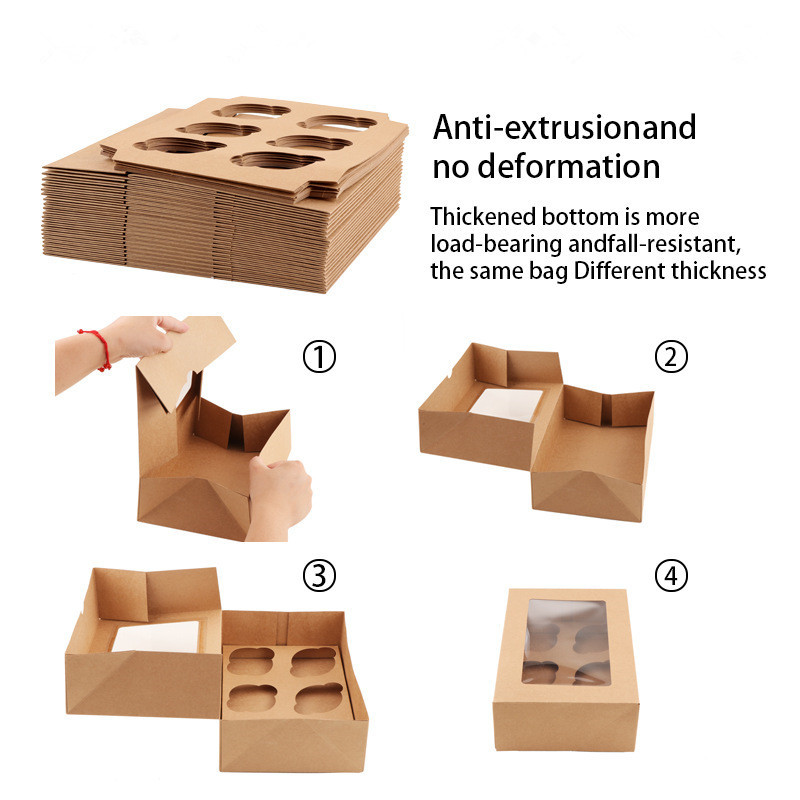 Eco Friendly Kraft Paper Fold Food Packaging Boxes for Bakery Boxes Cookie Box Designs