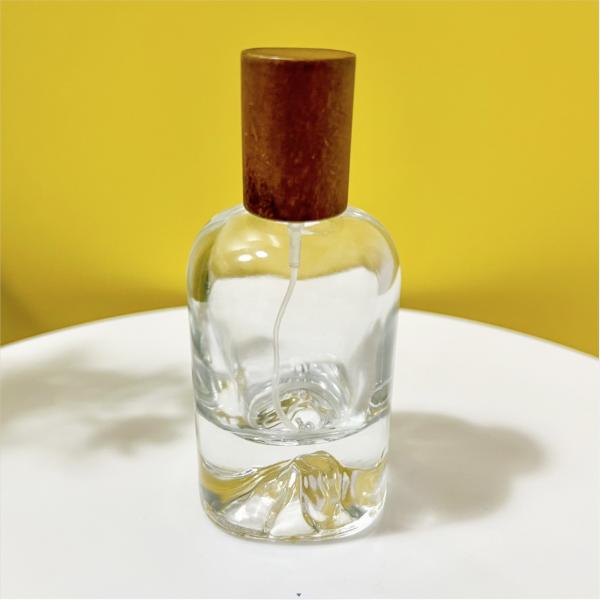Bamboo Wooden Cap Small Glass Perfume Spray Bottles 30ml 50ml 100ml