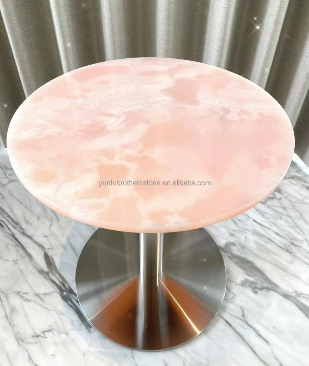 Modern Translucent Crystal Pink Onyx Slab Stone Lamps for Backlit Wall Background Panel