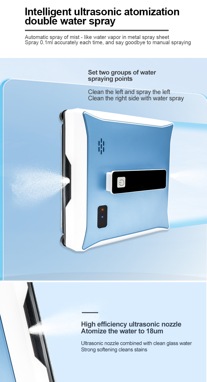Intelligent Robot Window Vacuum Cleaner with 3 mins/m2 Cleaning Speed 216*216*65mm