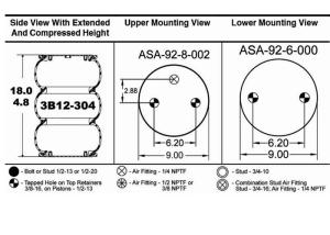 China 3B12-304 Original Air Spring Triple Convoluted Flexmember 578-93-3-100 wholesale