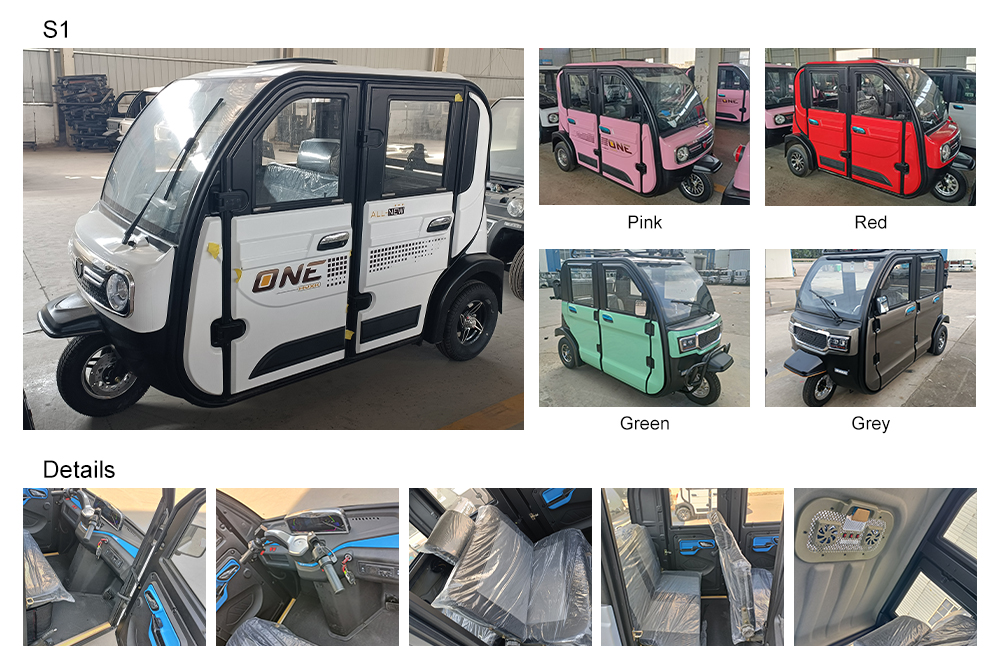Enclosed 3 Wheeler Motor Electricity Auto E Rickshaw Tricycle Maximum Speed 30-50Km/h