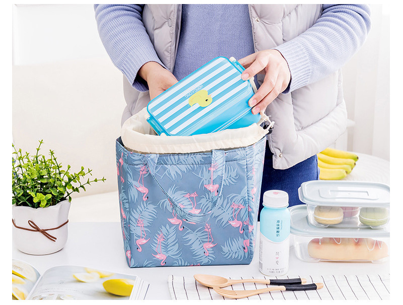 Flamingo Print D13cm Insulated Lunch Cooler Bags
