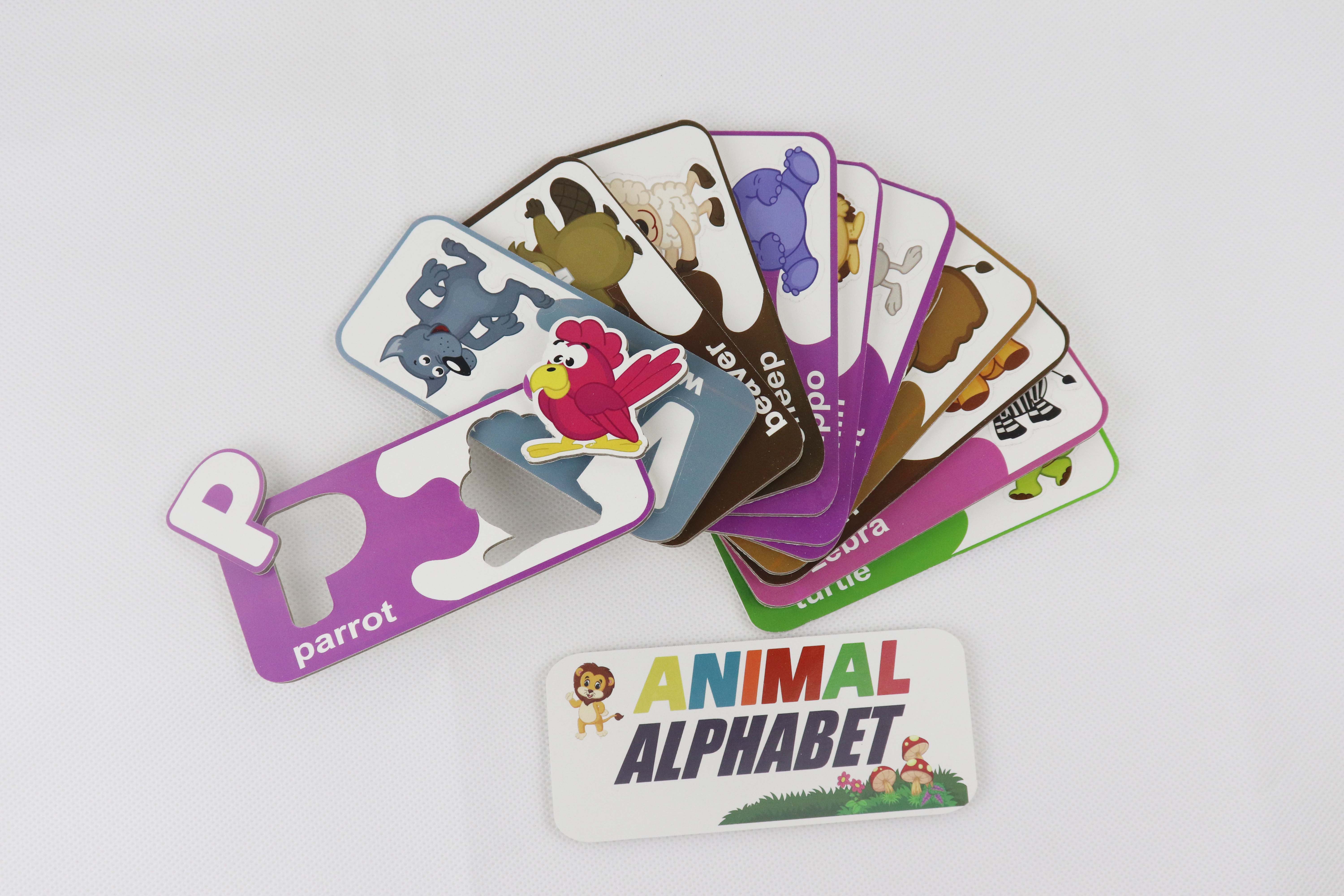 Varnish Greyboard Paper Jigsaw Puzzle Animal Alphabet Matching Cards