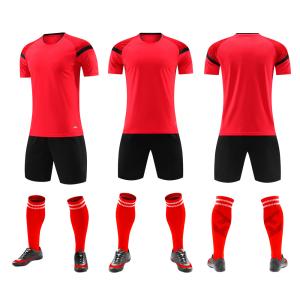 China Customization Plain Red Soccer Jersey Plain Full Set Soccer Uniforms wholesale