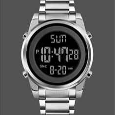 China 220mm Silvertone 3BAR Stainless Steel Digital Watch Waterproof Digital wholesale