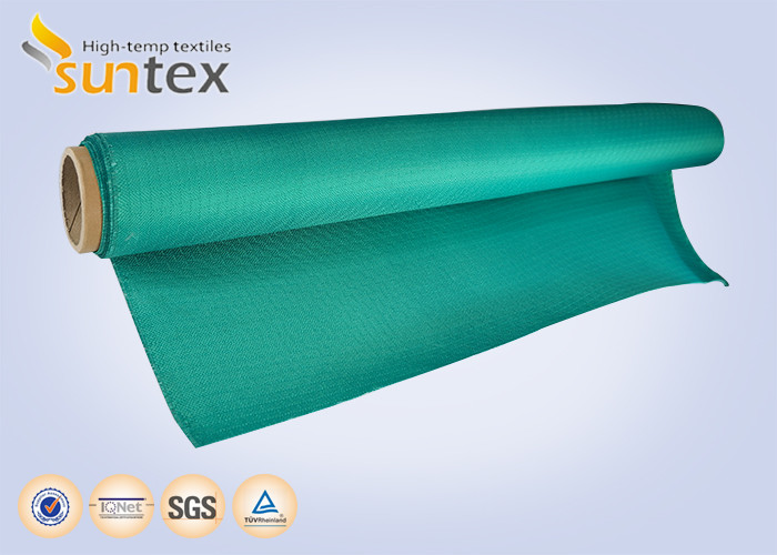 Green High Temp Fiberglass Fire Curtain Fabric Cloth For Building Fire Control System