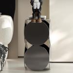 Bright Stainless Side Table Black Finish Metal Accent Table