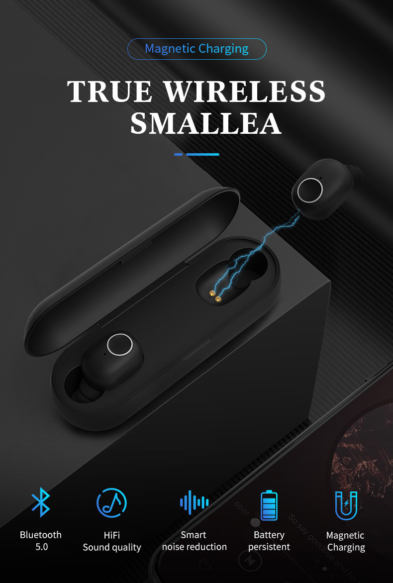 Sweatproof Bluetooth 5.0 Earphone 3D Stereo Sound tws Wireless earbuds earphone with 400mAh Charging Box