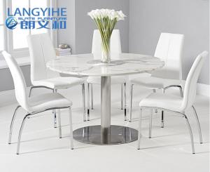 China Upholstered Chair 120cm Circle Marble Dining Table wholesale