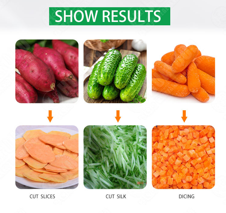Vegetable Roots 200kg/H Cube Slicer Machine