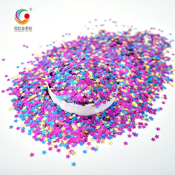 Crafts Mica PET Glitter Powder Colorful Stars Mix For Christmas Decorations Lip Gloss