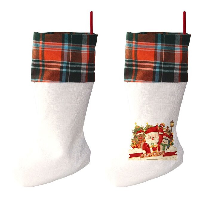 Personalised Sublimation Christmas Ornament Blanks Linen Christmas Stocking Elegant