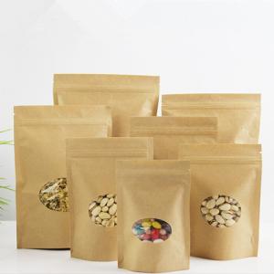 China Clear Doypack Candy Kraft Paper Zipper Bags with Window wholesale
