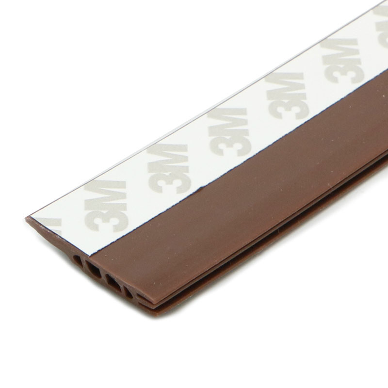 Brown Silicone Weather Stripping Acoustic Rubber Door Bottom Seal Strips 1000mm