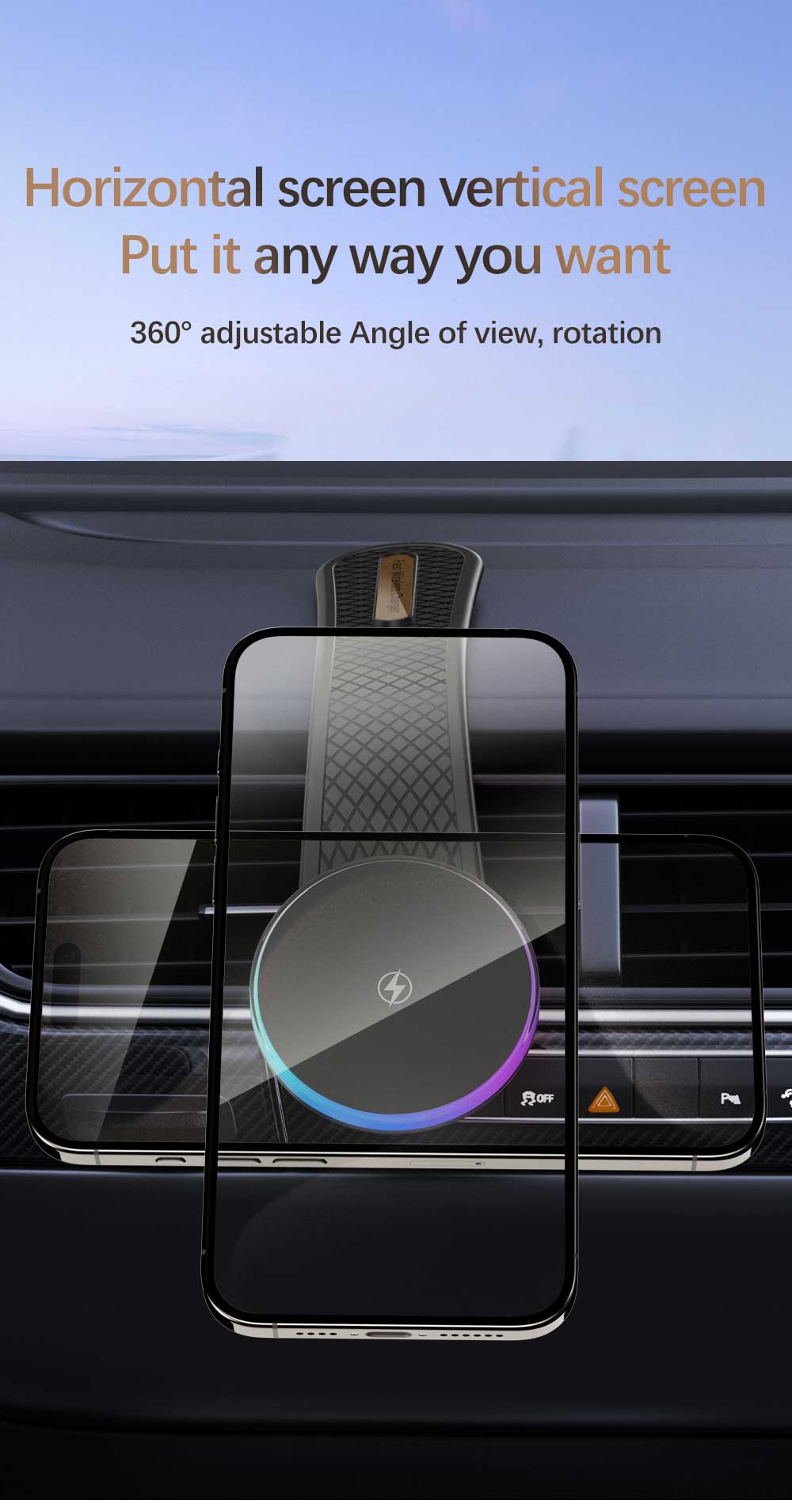 15w Magnetic Wireless Car Charger Pad with ABS Material and Type C Input Port
