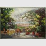 Handmade Canvas Mediterranean Oil Painting Linen Garden Scenery Oil Painting
