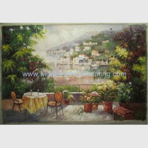 China Handmade Canvas Mediterranean Oil Painting Linen Garden Scenery Oil Painting wholesale