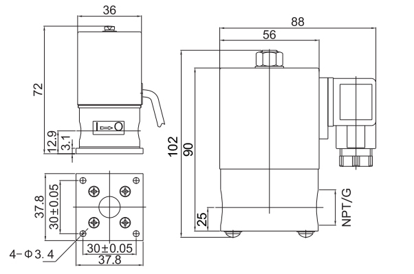 PTFE Solenoid Operated Isolation Valve For Clinical Diagnostic Analyzer