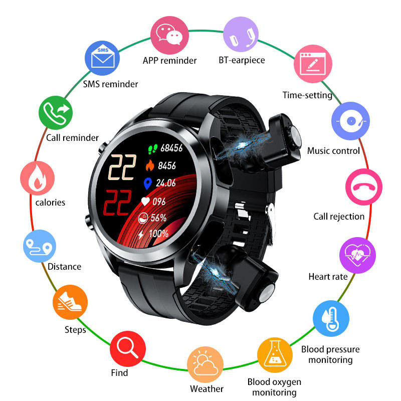 Music Control Nordic 52832 Smart Watch With Earphones For Men