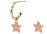 Cute Pink Childlike Star Hoop Earrings 18K Gold Stainless Steel Earrings