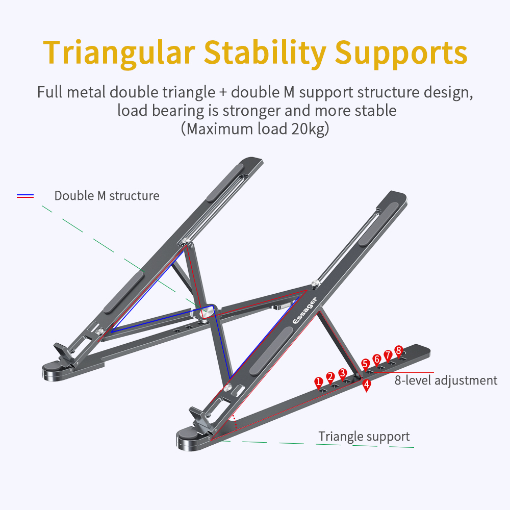 Adjustable Aluminum Laptop Stand Foldable Waterproof At Office Home Trip